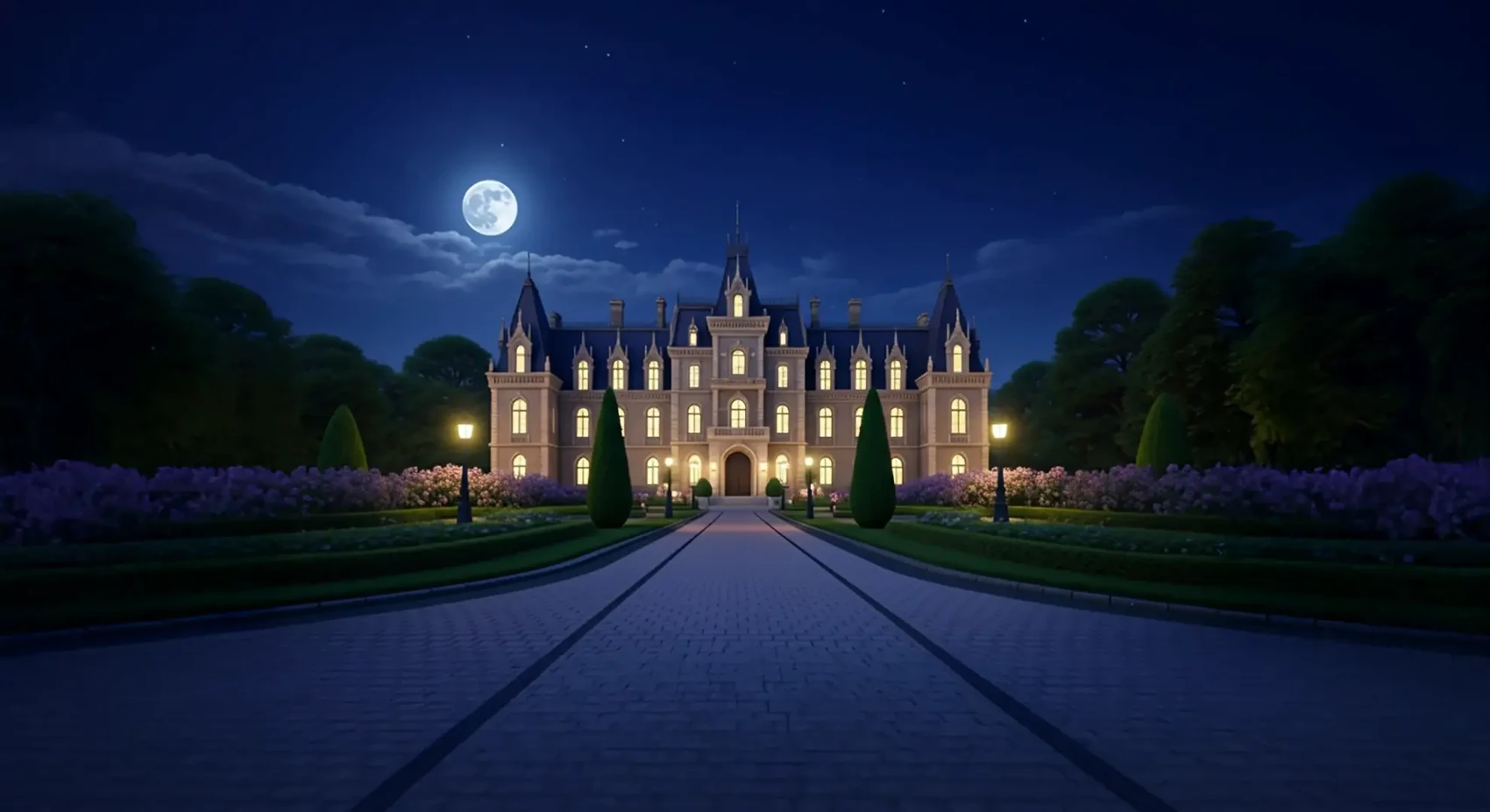 Ava’s Manor at night
